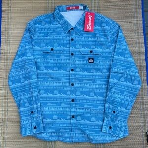 NEW RARE Shinesty Smashburger Button Down Shirt Sz Medium Promotional Blue